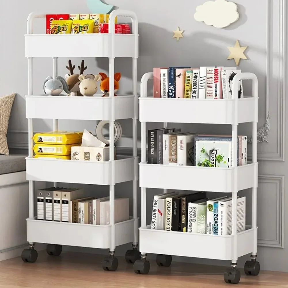 Bookshelf Storage Trolley Mobile Kitchen Organizer Cart With Wheels Multi-Layer Bathroom Shelves Household Snacks Storage Rack by Smarsty