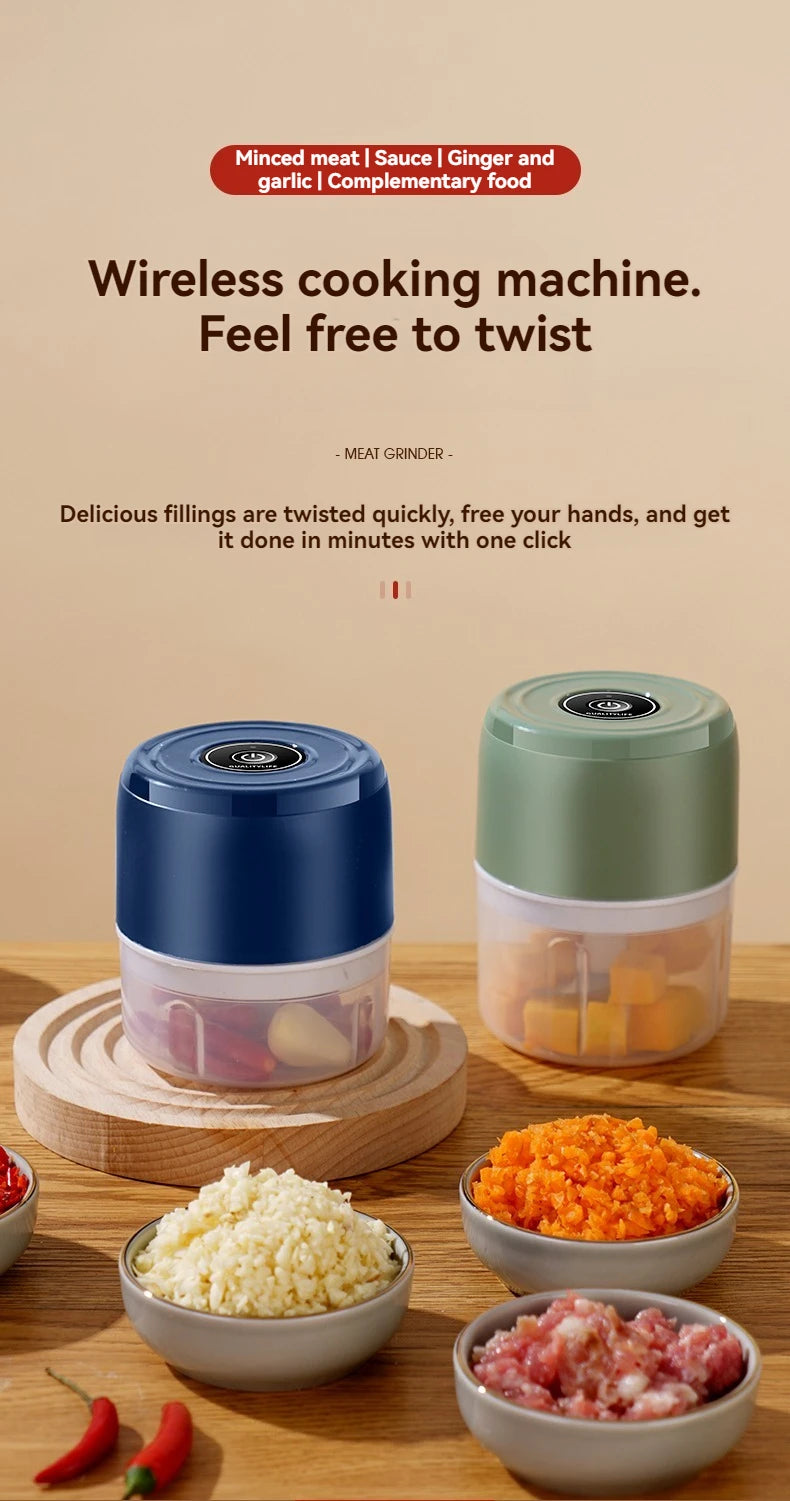 Electric Mini Garlic Chopper USB Meat Grinder - Sturdy and Durable Kitchen Tool for Crushing Garlic, Ginger, and Vegetables by Smarsty