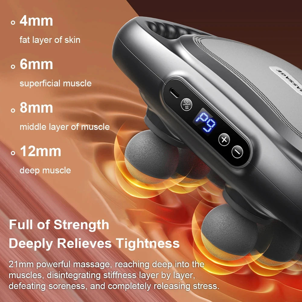 High Frequency Fascia Gun Muscle Massager with Six Heads - Smarsty