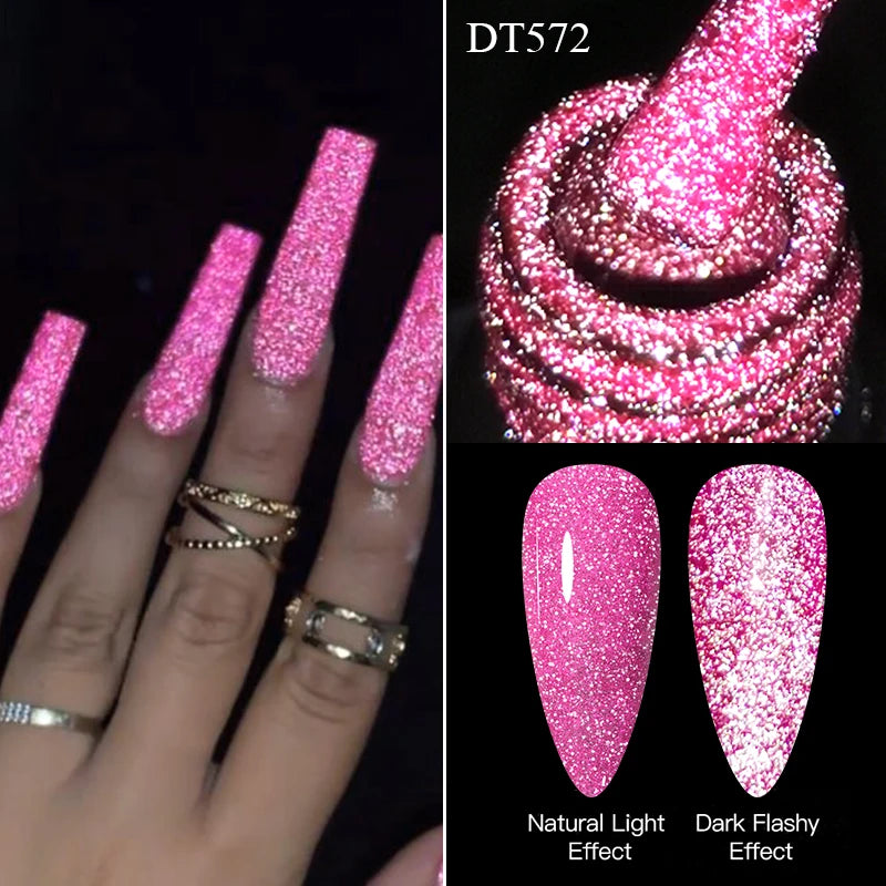 Pink Fluorescent Reflective Gel Nail Polish for Stunning Manicures - Smarsty