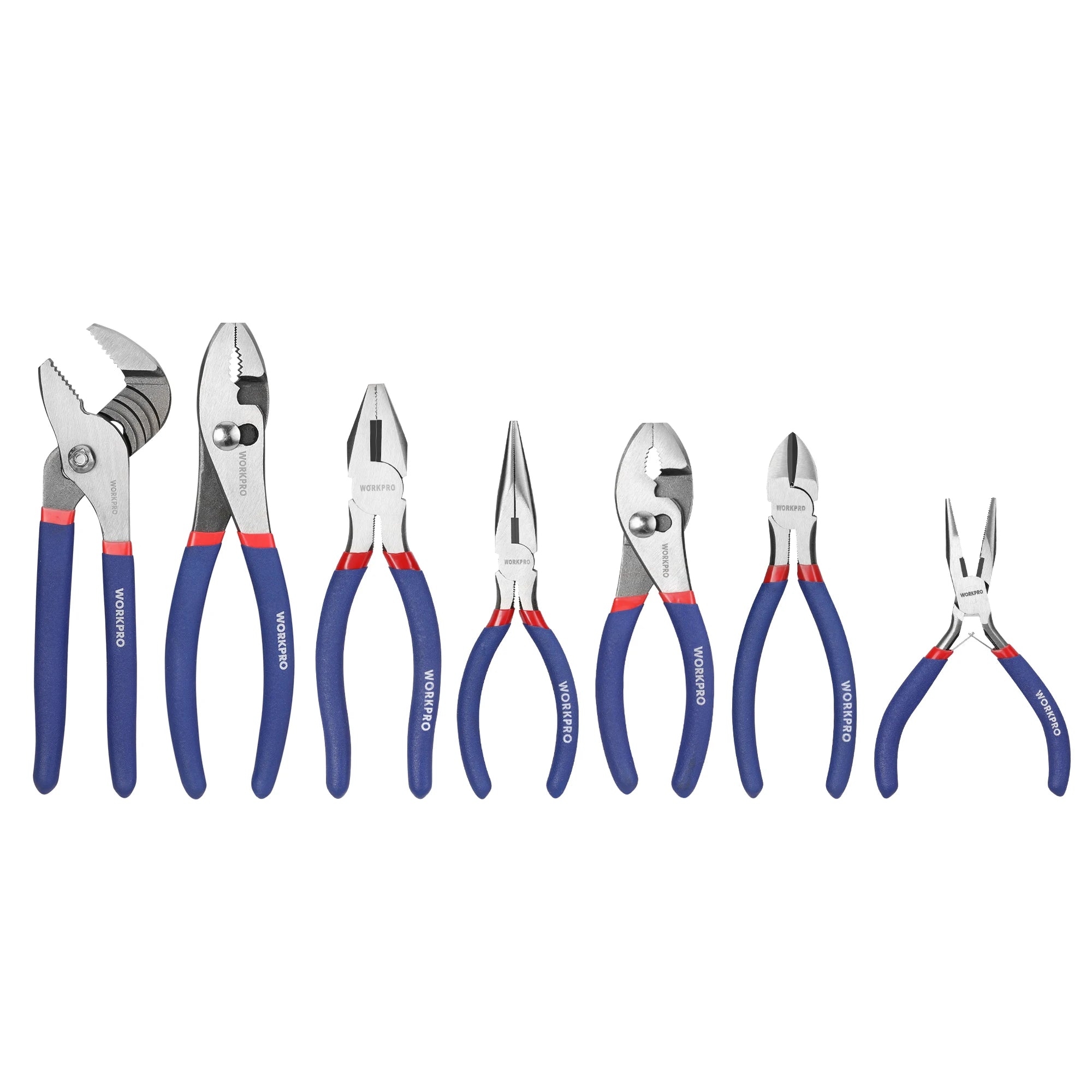 WORKPRO 7-piece Pliers Set with Groove Joint, Long Nose, Slip Joint, Linesman and Diagonal Pliers for DIY