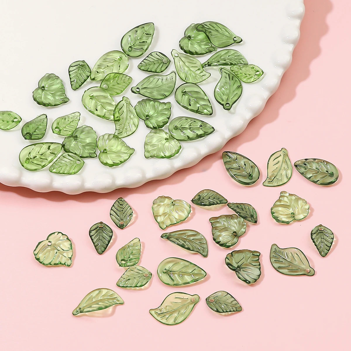 100pcs Acrylic Leaf Beads For DIY Handmade Jewelry Craft - Smarsty