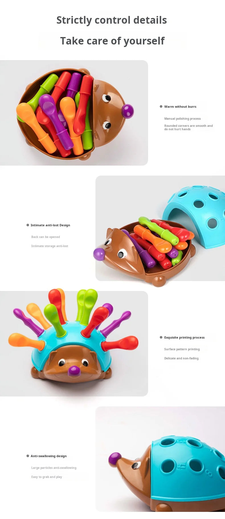 Early Education Toys Hedgehog Training Focused on Children's Fine Motor Hand-Eye Coordination Fight Inserted Toy For 1-3 Years