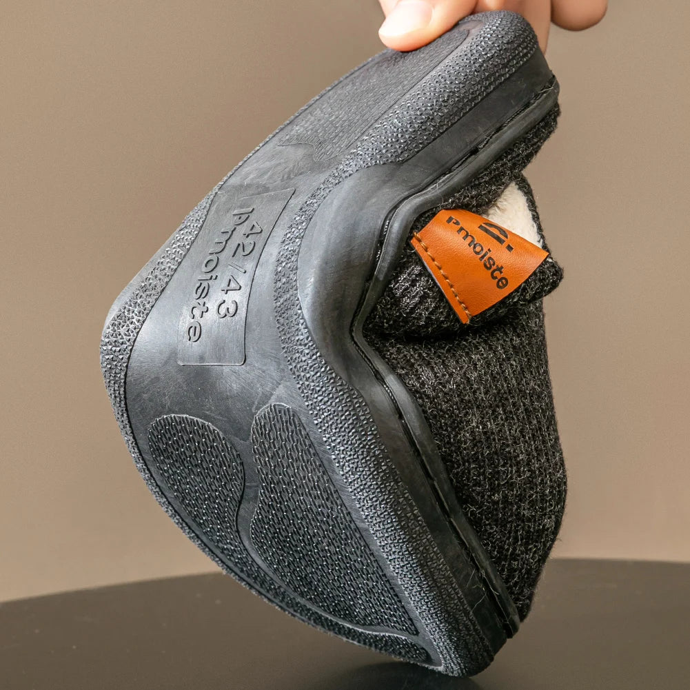 Memory Foam Cushion Slippers men Suede TPR Sole Platform Warm Soft Non Slip Stripe Comfortable Indoor Shoes Knited