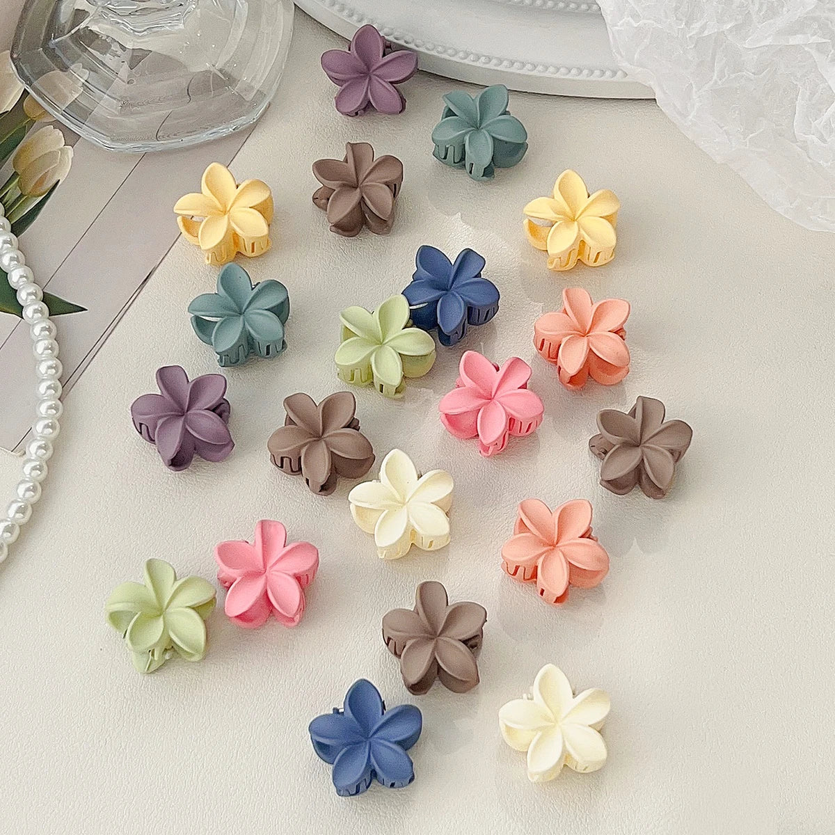 Mini Flower Hair Clips Pack Creaseless Claw Clips For Bangs - Smarsty