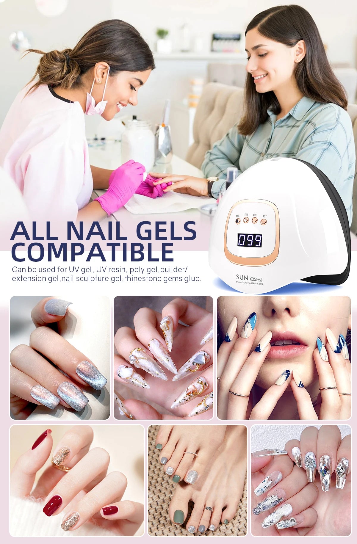 UV LED Nail Lamp 380W for Fast Gel Drying - Smarsty