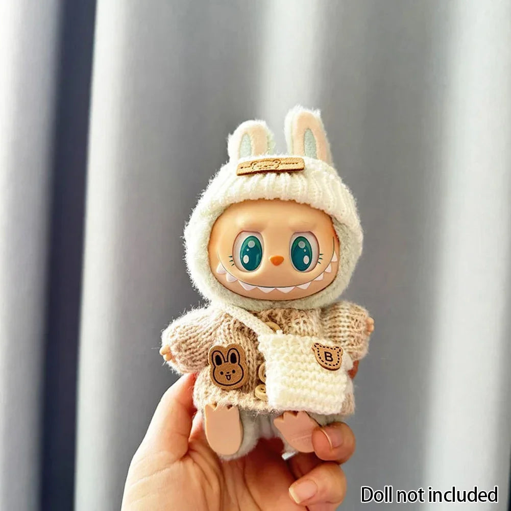 For 15-17 cm v1v2 Labubu Clothes outfit Labubu Sitting Party Bear Label Scarf Hat Bag Dolls Accessories Cute Decoration by Smarsty