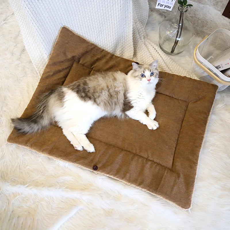 Warm Thickened Cat Bed Foldable Plush Pet Mat - Smarsty