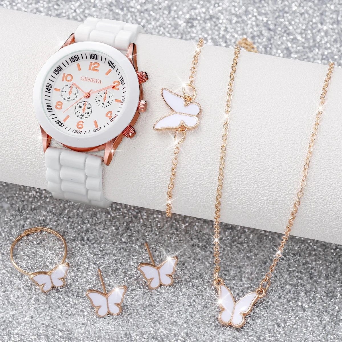 Fashionable Women Quartz Watches Set with Silicone Bands - Smarsty