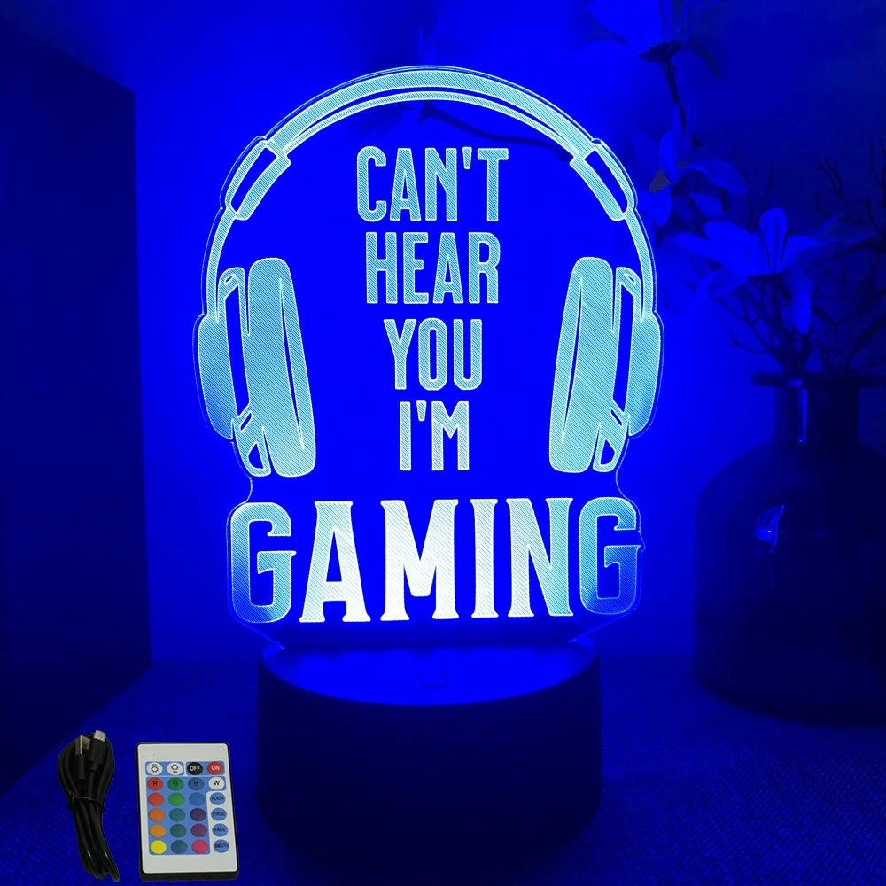 Neon Gamer 3D LED Night Light for Gaming Room - Smarsty