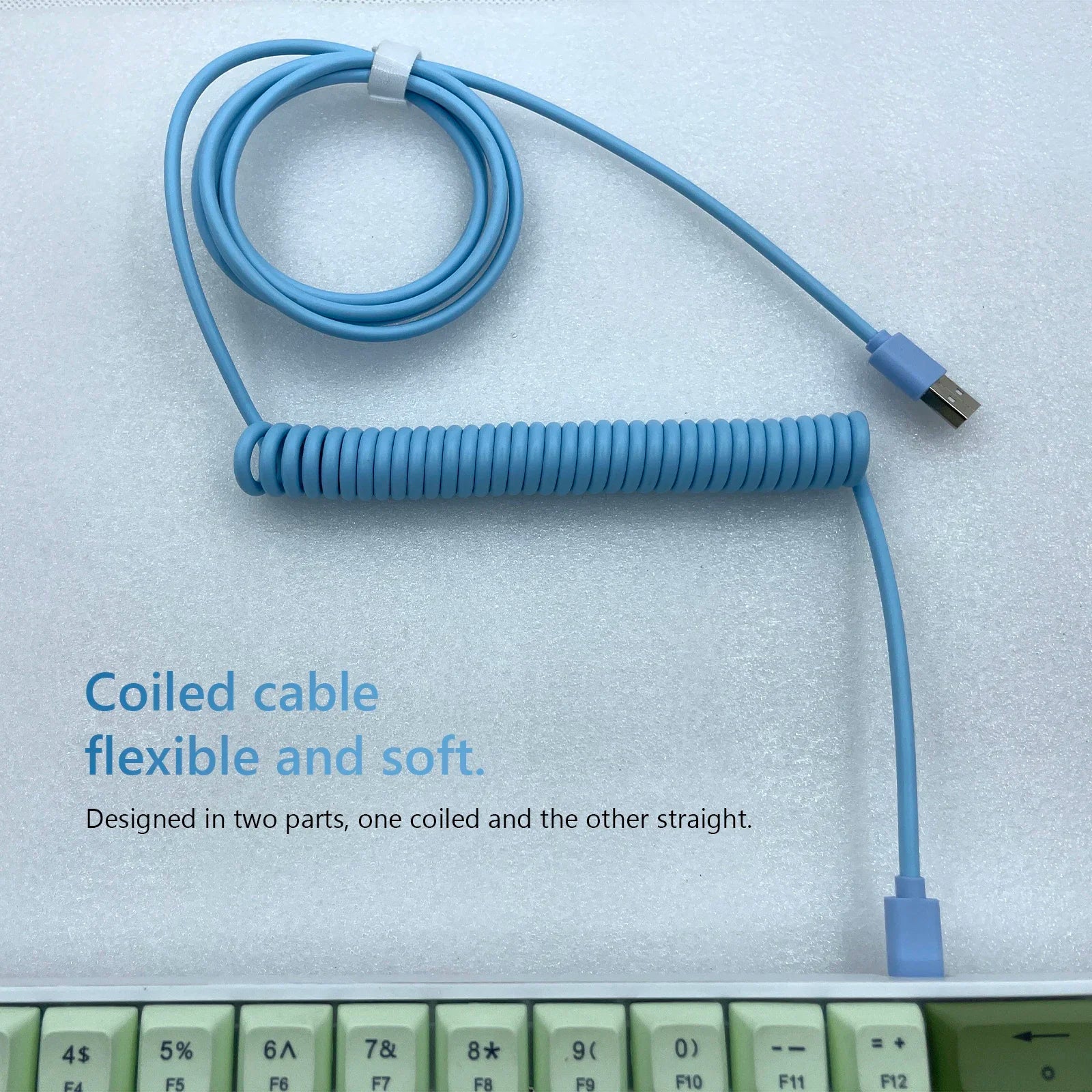Computer Mechanical Keyboard Data Cable Extension Cord Coiled Charging Cable Type-C to USB Plug-in Spring Line