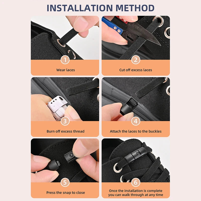 8mm No Tie Shoe Laces Press Lock Shoelaces Without Ties Elastic Laces Sneaker Kids Adult Widened Flat Shoelace for Shoes - Smarsty