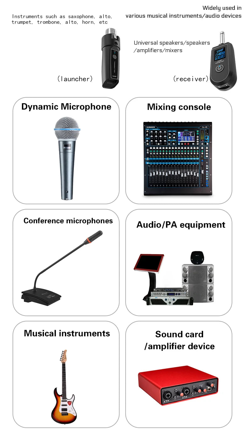 Wireless Microphone System with XLR and 6.5 Transmitter - Smarsty