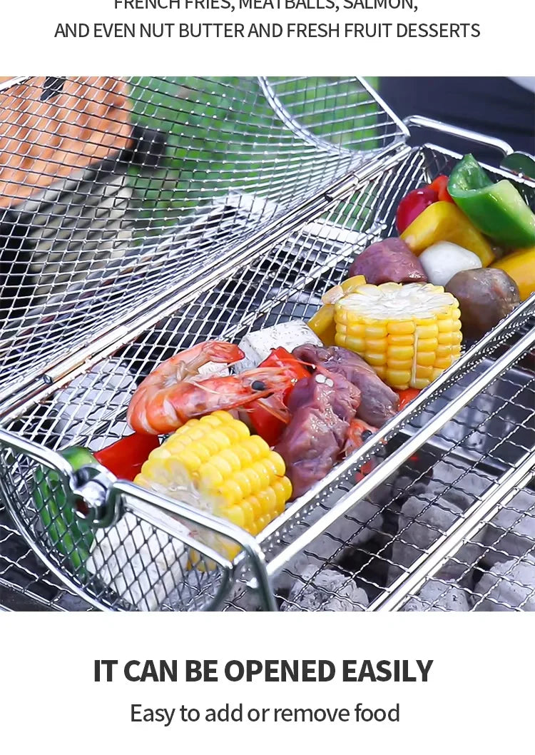 Stainless Steel BBQ Grill Mesh Basket for Perfect Roasting - Smarsty