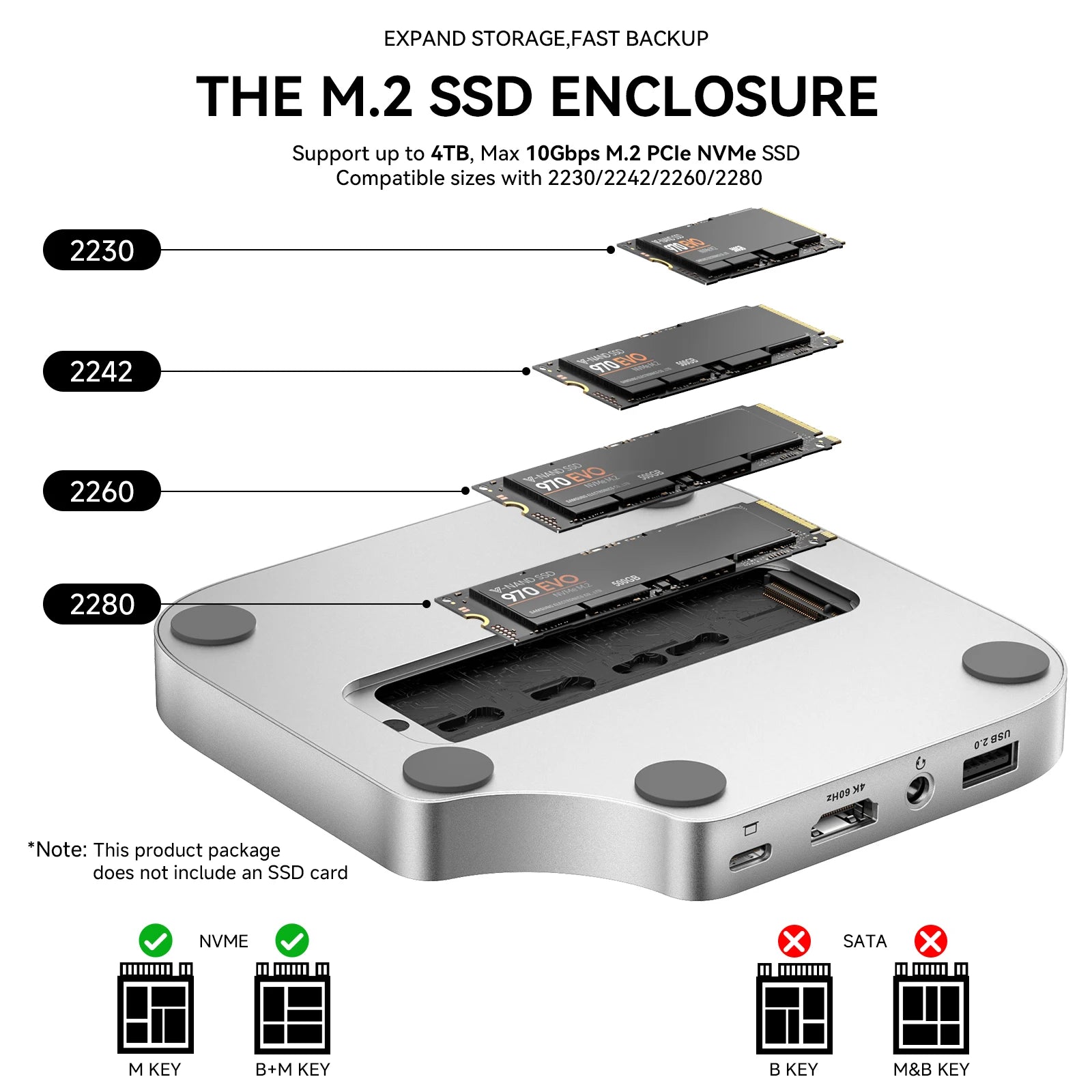 Mac Mini Docking Hub With M.2 SSD Enclosure 4K HDMI