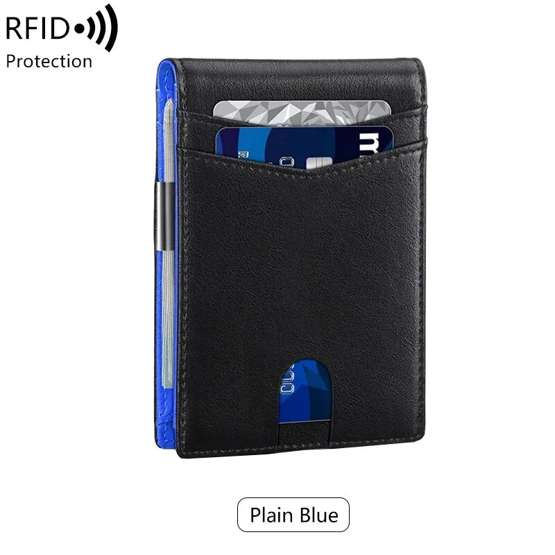ANTI RFID Blocking Black Carbon Fiber Men Wallets Short Small Protected Magic Leather ID Credit Card Holder Case Purse for Men