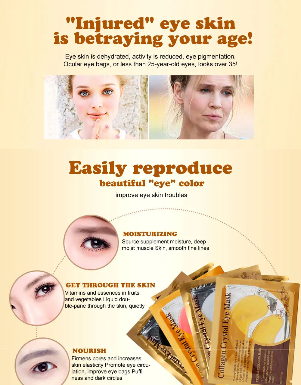Gold Collagen Eye Masks for Firming and Moisturizing - Smarsty
