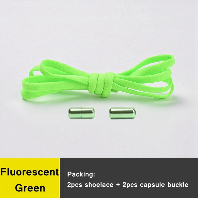 21 Colors No Tie Shoelaces Round Color Metal Lock Elastic Shoelace General For Children And Adults Sneakers Lazy Laces Unisex - Smarsty