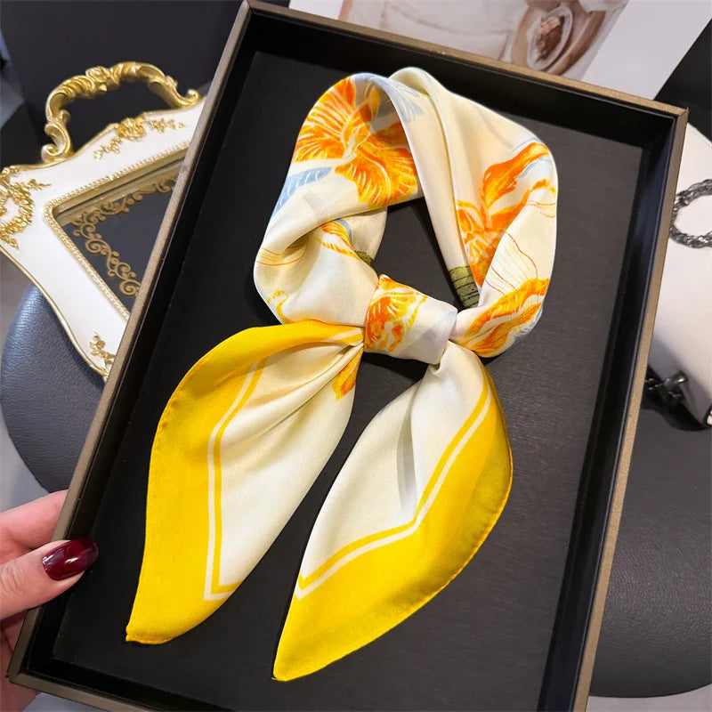 Bohemian Silk Square Scarf for Women Luxury Floral Print - Smarsty