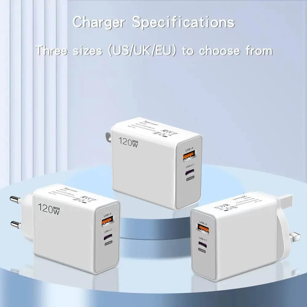 120W USB C Fast Wall Charger With Global Travel Plugs - Smarsty
