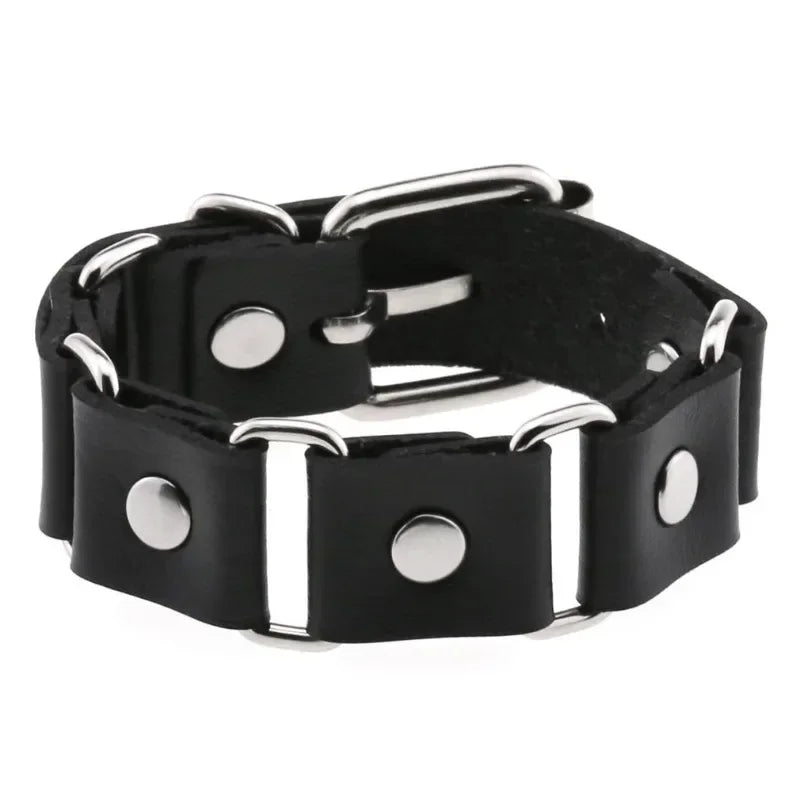 Unisex PU Leather Punk Bracelet with Spikes and Skull - Smarsty