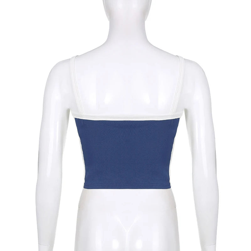 Sleeveless Knitted Crop Tops Green Sexy Basic Patchwork 2023 Summer Casual Cami Backless Y2k Vintage Tank Top Women - Smarsty