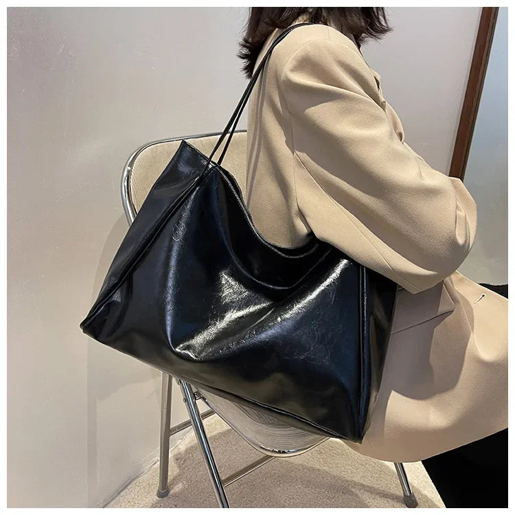 Women PU Leather Tote Bag Large Capacity Shoulder Crossbody - Smarsty