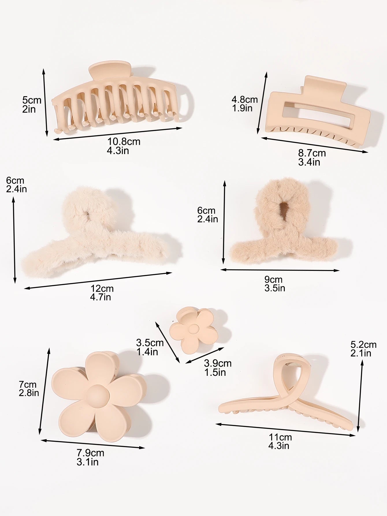 Neutral Color Large Matte Hair Claw Clips Strong Hold - Smarsty