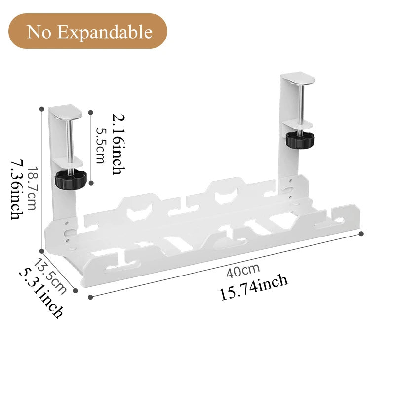 Telescopic Under Table Storage Rack Metal Cable Management Tray Home Office Desk Wire Organizer No Punching Storage Accessories by Smarsty