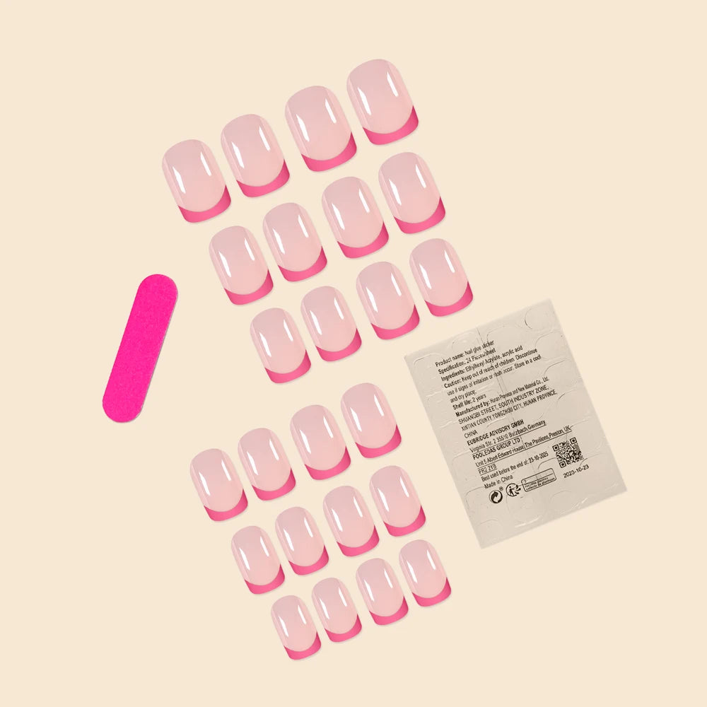24 Pcs Women Short French Dual Color Press On Nails - Smarsty