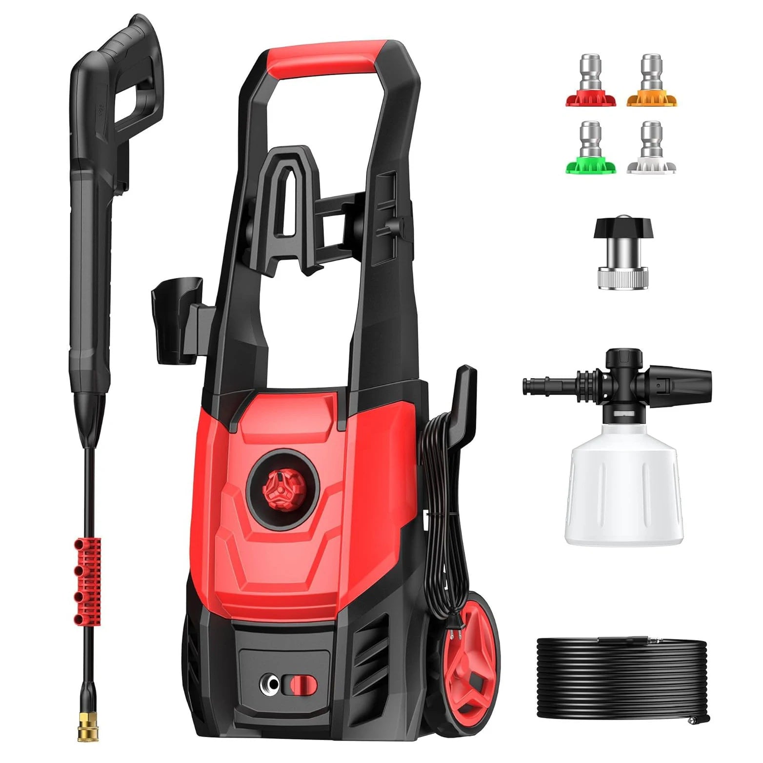 Deli 3800 PSI Electric Pressure Washer, 2.5GPM High Power Washer w/ Foam Cannon & 4 Nozzles, Portable for Cars, Driveways