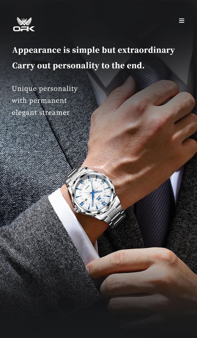 OPK Steel Belt Dual Calendar Men's Quartz Watch - Smarsty