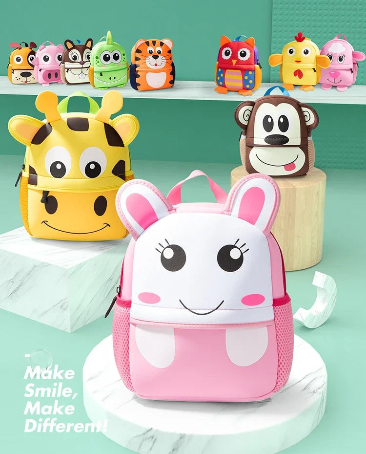 Cartoon Animal Kids Backpack With Durable Nylon Construction - Smarsty
