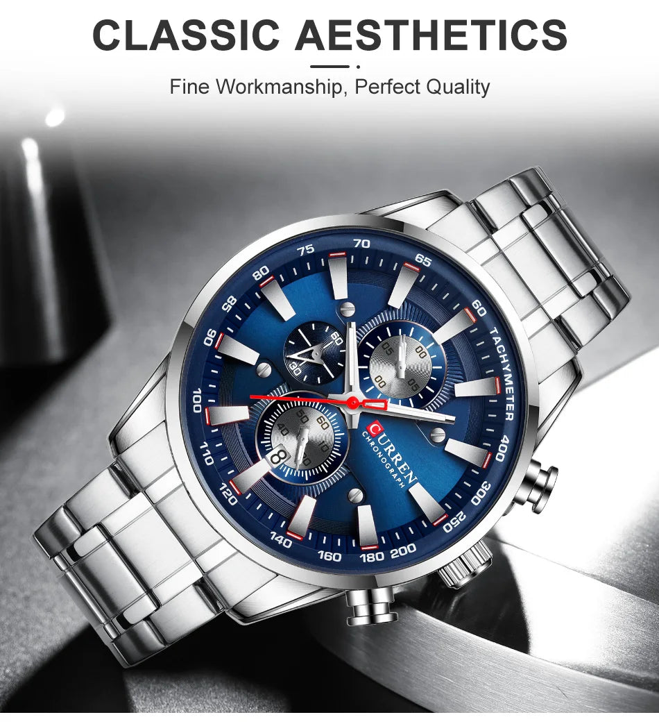 Luxury CURREN Quartz Men’s Watch Waterproof Sport Chronograph - Smarsty