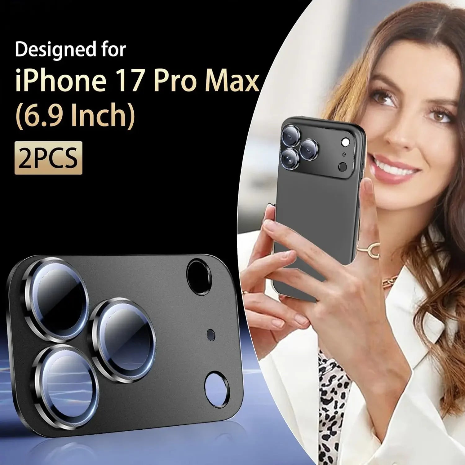for iPhone 17 Pro Max 17Air Camera Lens Protector Strong Adsorption Metal 9H+ Tempered Glass Camera Screen Full Protective Cover - Smarsty