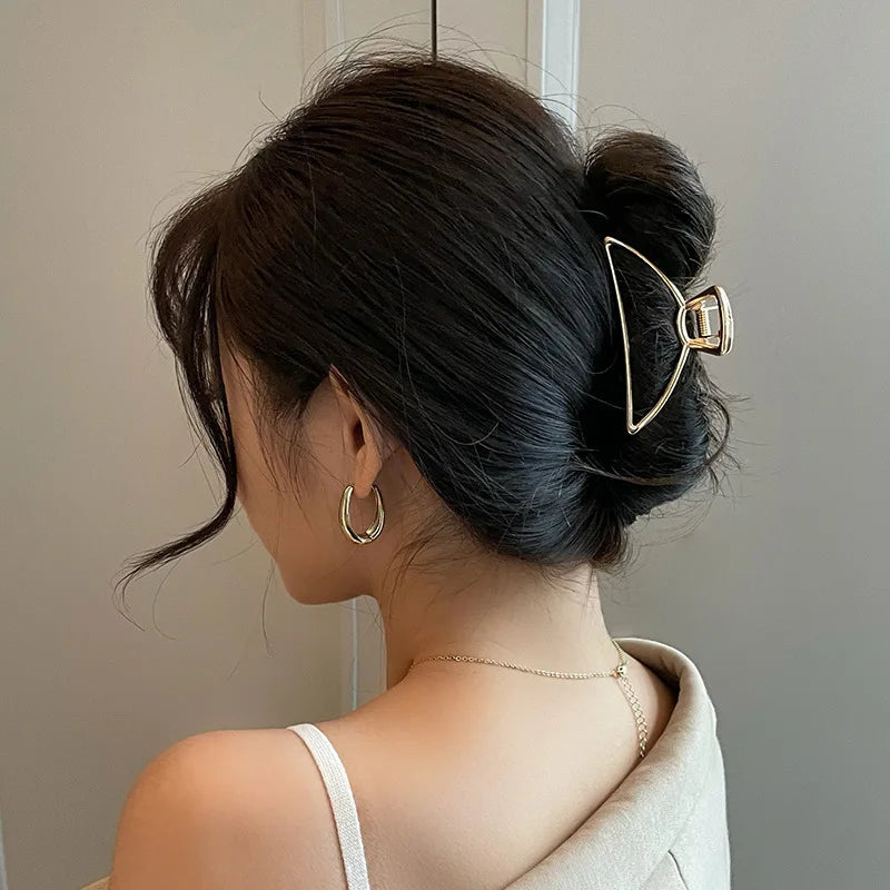 Korean Geometric Metal Hair Clip Durable Alloy Claw - Smarsty