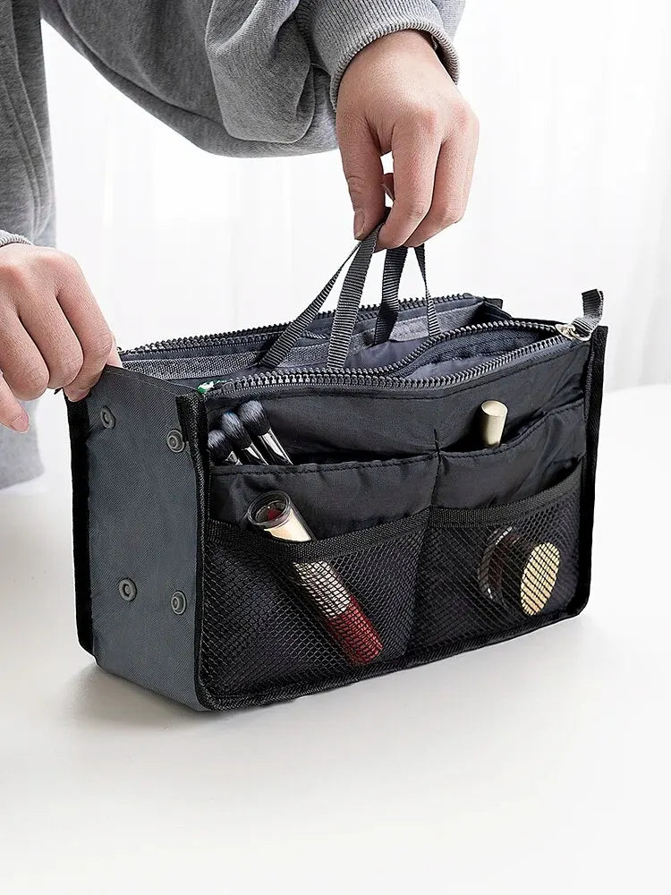 Multi Functional Large Capacity Makeup Bag Portable Double Zipper Toiletries Travel Storage Bag Mommy Bag Multi Pocket Cosmetic - Smarsty
