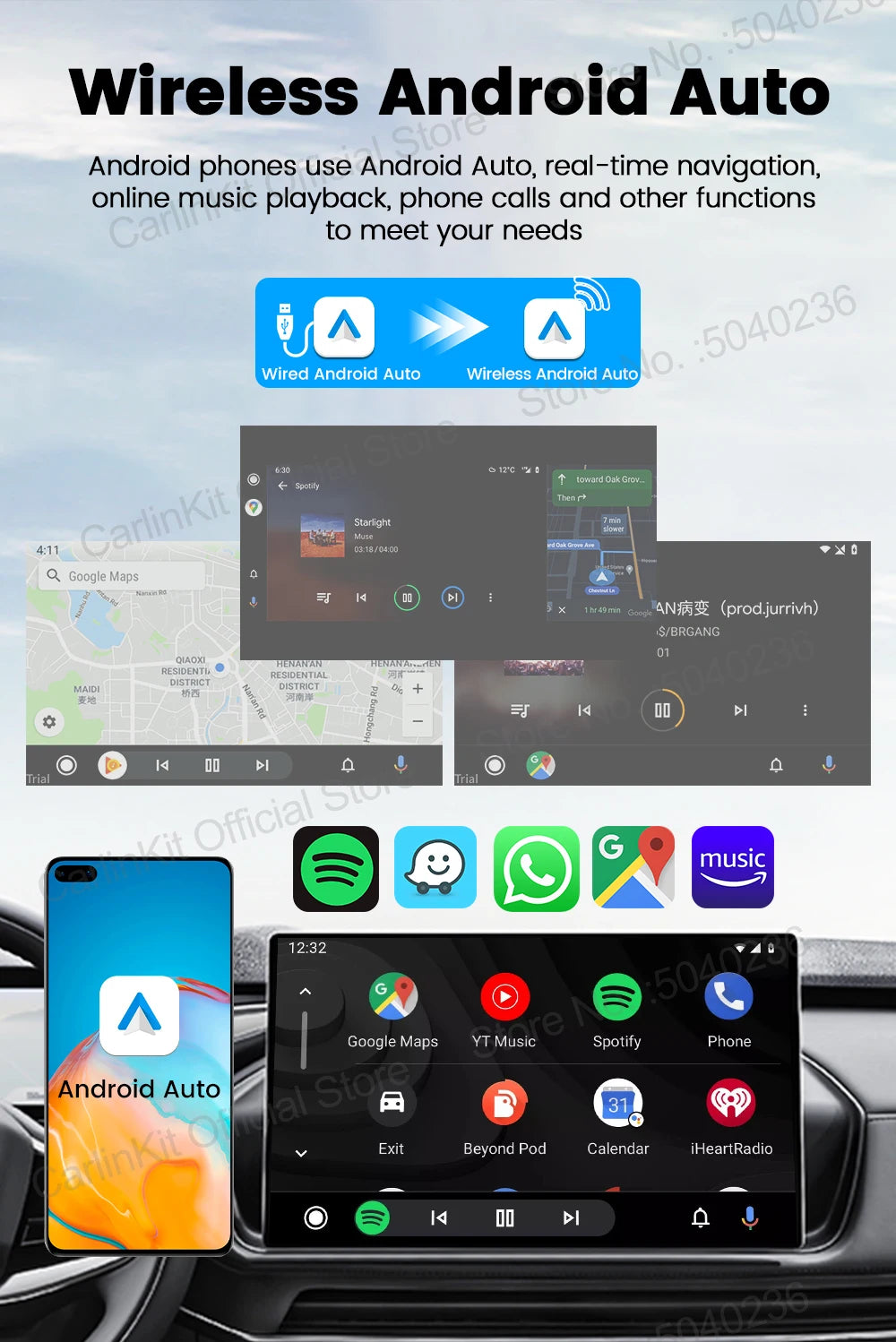 CarlinKit 5.0 Mini Ultra Wireless Adapter Wireless CarPlay Android Auto For OEM Car Plug and Play WiFi Bluetooth Auto Connection - Smarsty