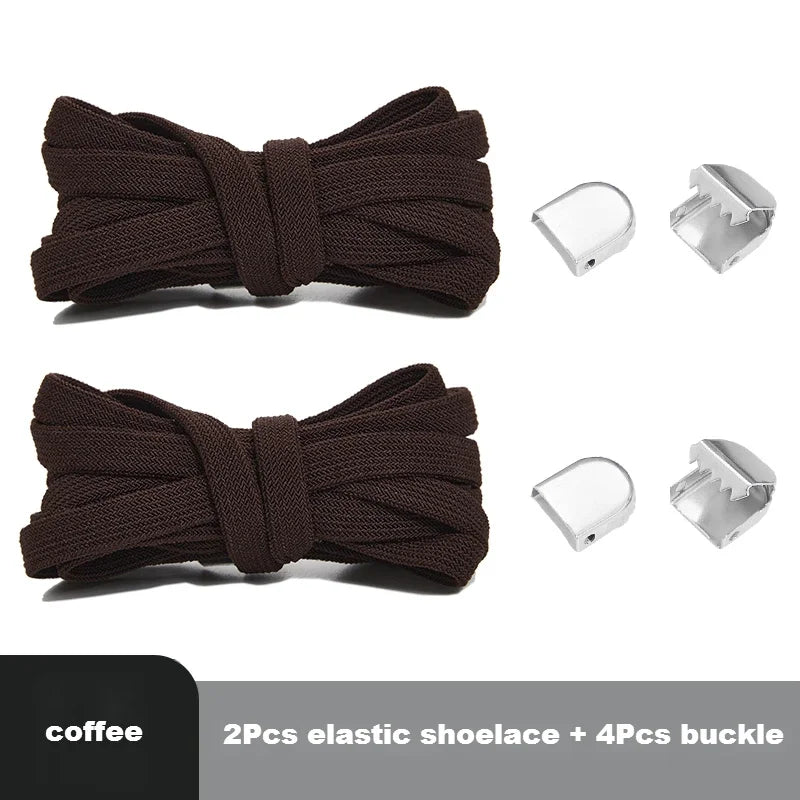 Flat Elastic Shoe Laces Sneakers No Tie Shoelaces for Shoes Tennis Quick Shoelace Clips Without Ties Shoe Accessories Kids Adult - Smarsty