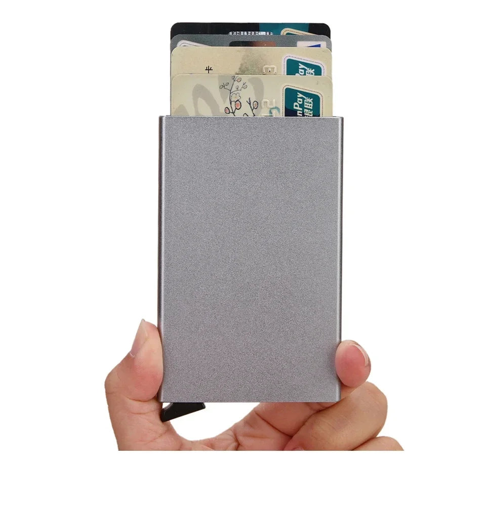 Anti Rfid Blocking Smart Wallet for Men Women ID Bank Credit Card Holder Metal Thin Slim Women Wallets Pop Up Minimalist Purse