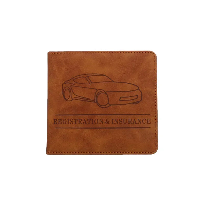 Car Registration Driver's License and Insurance Card Holder - Leather Vehicle Glove Box Automobile Documents Paperwork Organizer