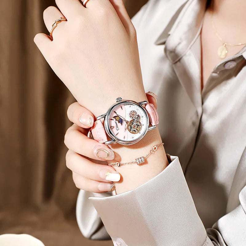 Luxury Women's Automatic Mechanical Watch with Moon Phase - Smarsty