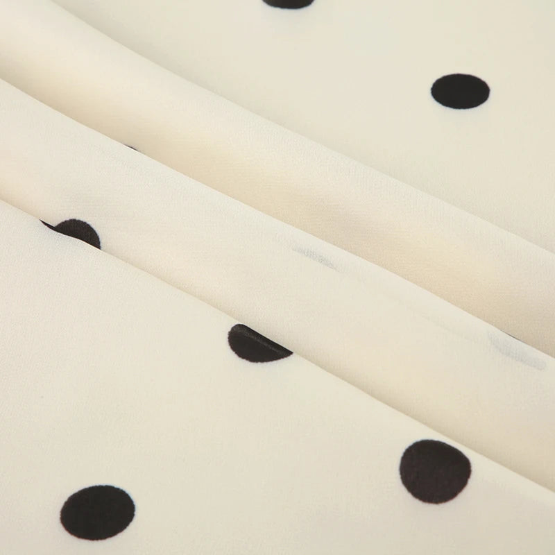 BIIKPIIK Casual Women Polka Dot Skirts Lettuce Trim Beige Elegant Midi Skirts Streetwear Simple All-match Bottom Clothing Spring - Smarsty