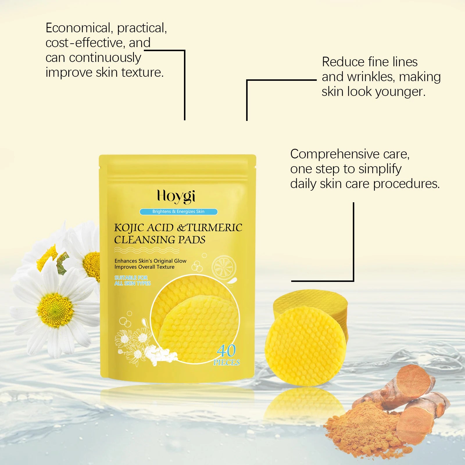 Turmeric Kojic Acid Cleansing Pads for Radiant Skin - Smarsty