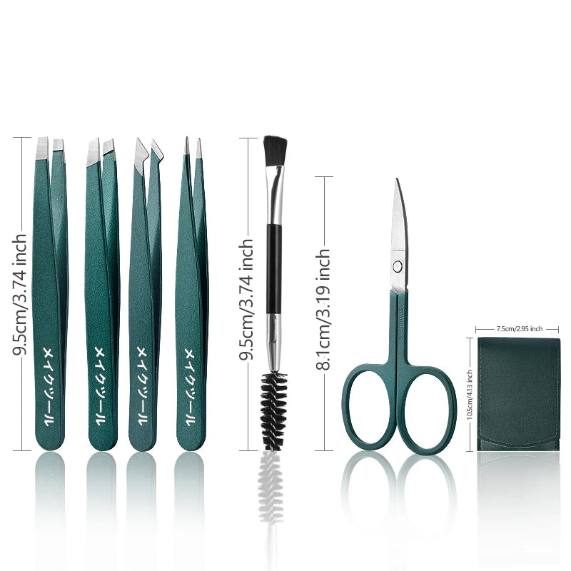Colorful Stainless Steel Eyebrow Tweezers Set for Precision Hair Removal - Smarsty