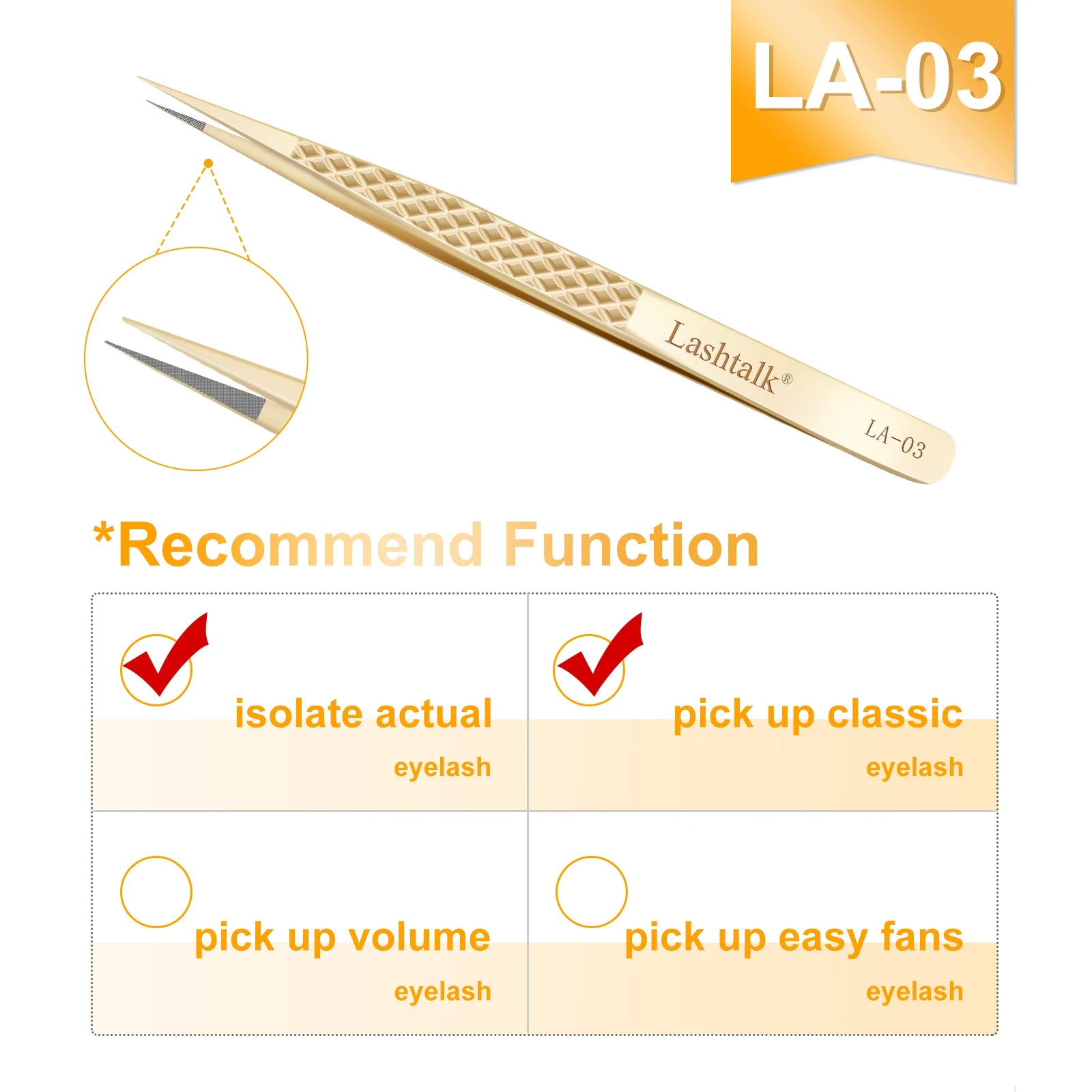 Precision Fiber Tip Eyelash Extension Tweezers with Diamond Grip - Smarsty