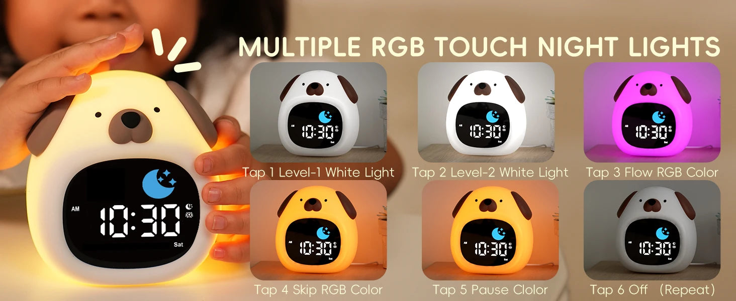 Puppy-Shaped Kids Alarm Clock with Night Light - Smarsty