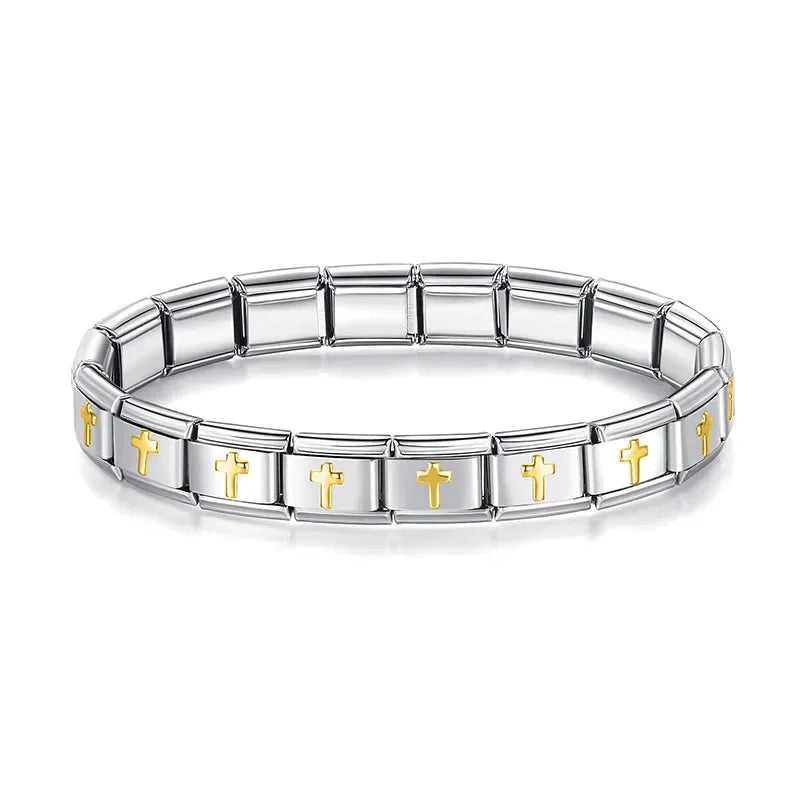 Womens Stainless Steel Charm Bracelet Elastic Fashion Bangle - Smarsty