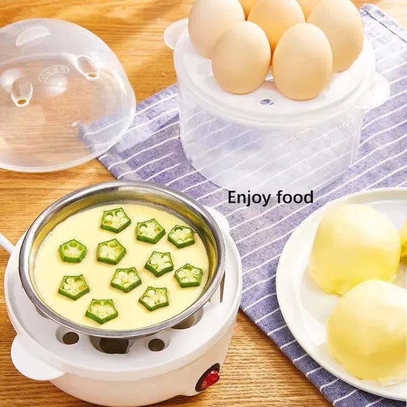Multifunctional Double-Layer Electric Egg Cooker, Mini Steamer & Poacher for Quick Breakfast Prep