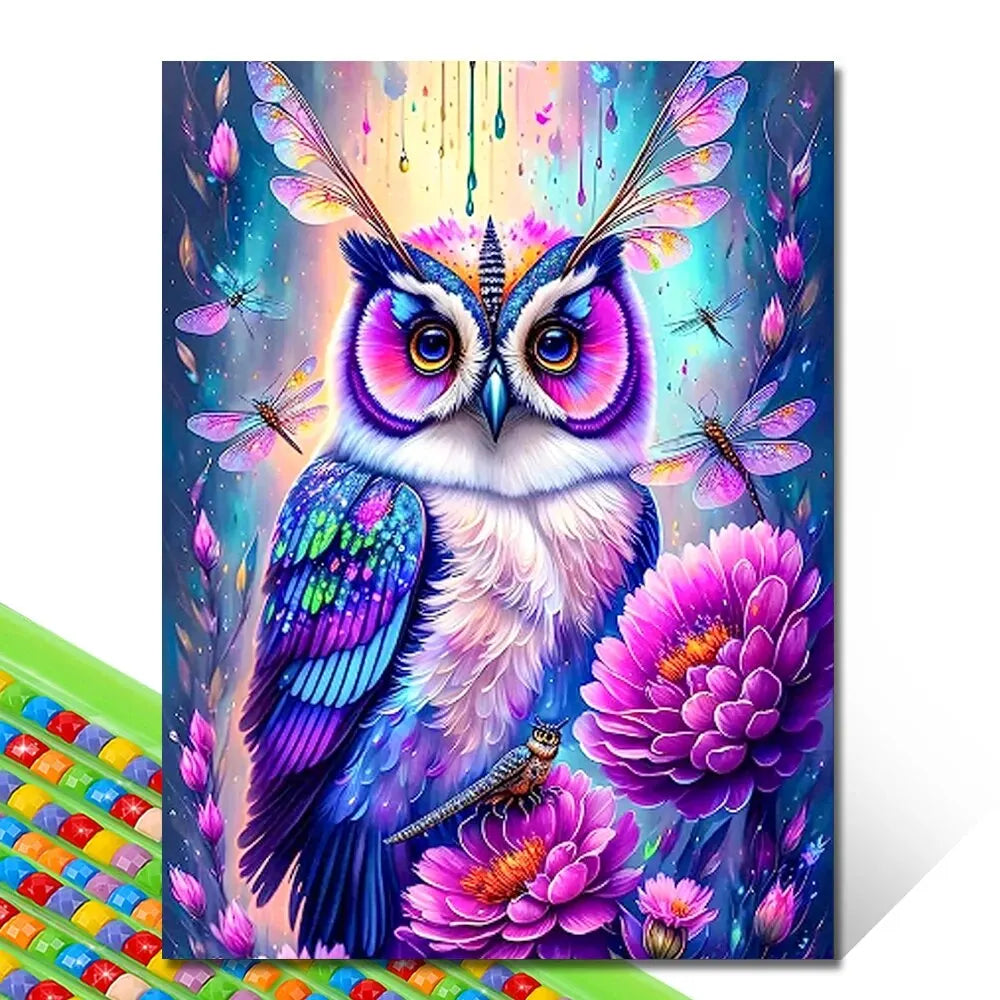 DIY 5D Diamond Painting Pink Owl Craft Set - Smarsty